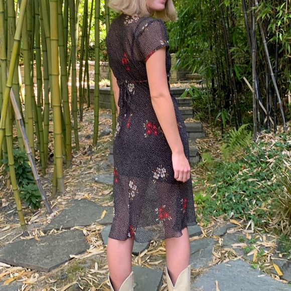 90s Floral Polka Dot Slip MIDI Dress - Picture 3 of 10